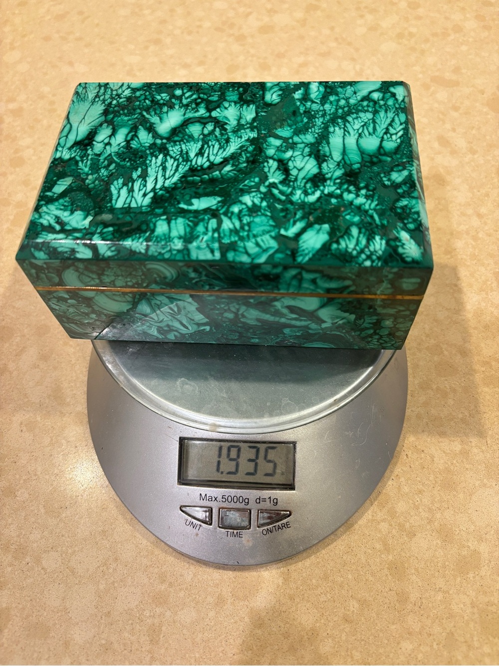 Vintage Malachite Stone Handcrafted Trinket Box - Picture 13 of 13